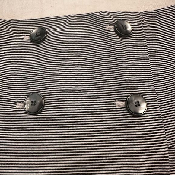 The Limited Striped Faux Wrap Lined Front Button A-Line Mini Skirt Navy White 12 - Picture 6 of 7